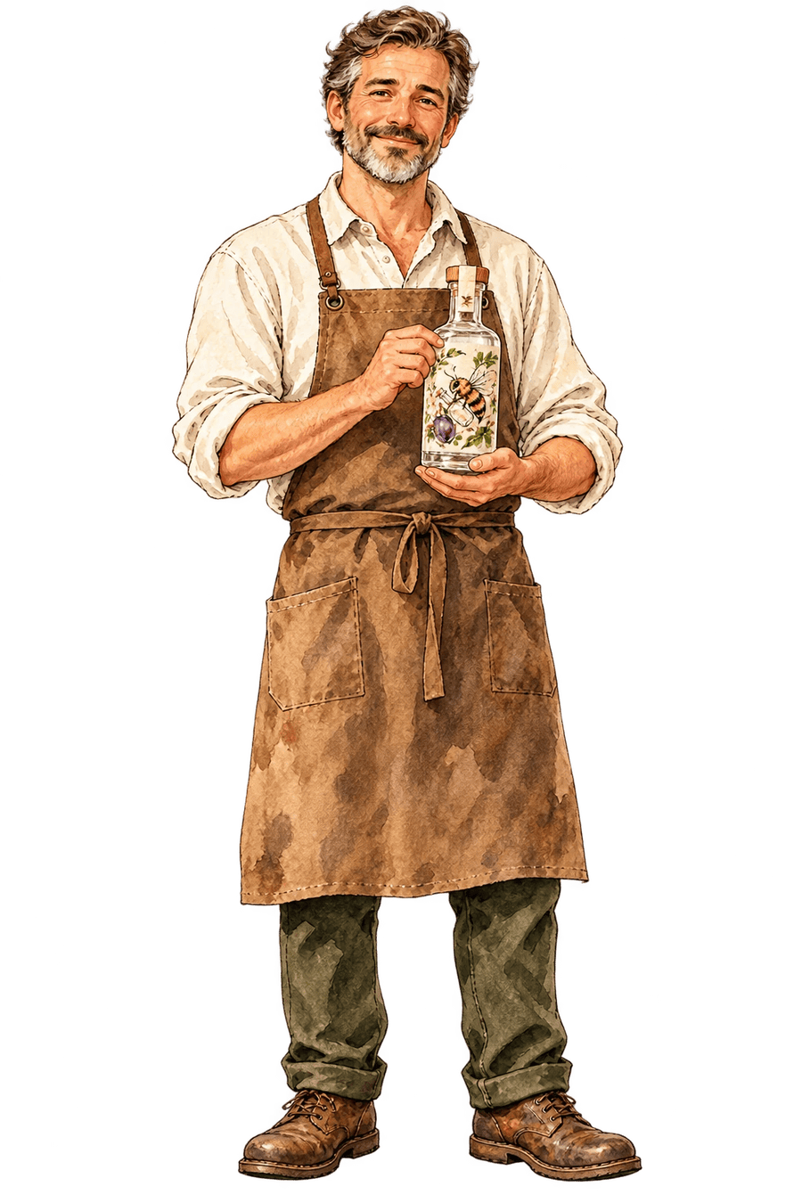 Le distillateur Gerber, illustration aquarelle Gerber, Jura suisse